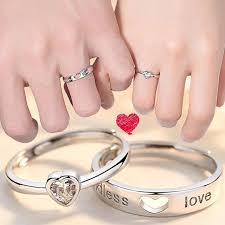 Couple Ring Stainless steel Zircon Adjustable Lovers Finger Rings Party wedding jewelry